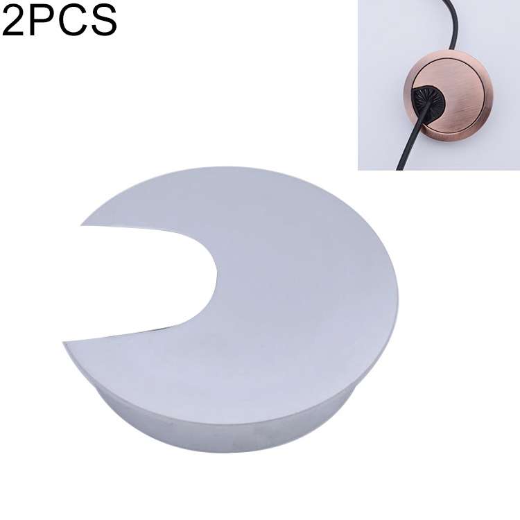 2 PCS Desk Computer Desktop Zinc Alloy Round Threading Box Hole Cover, Hole Diameter: 35mm (Brushed