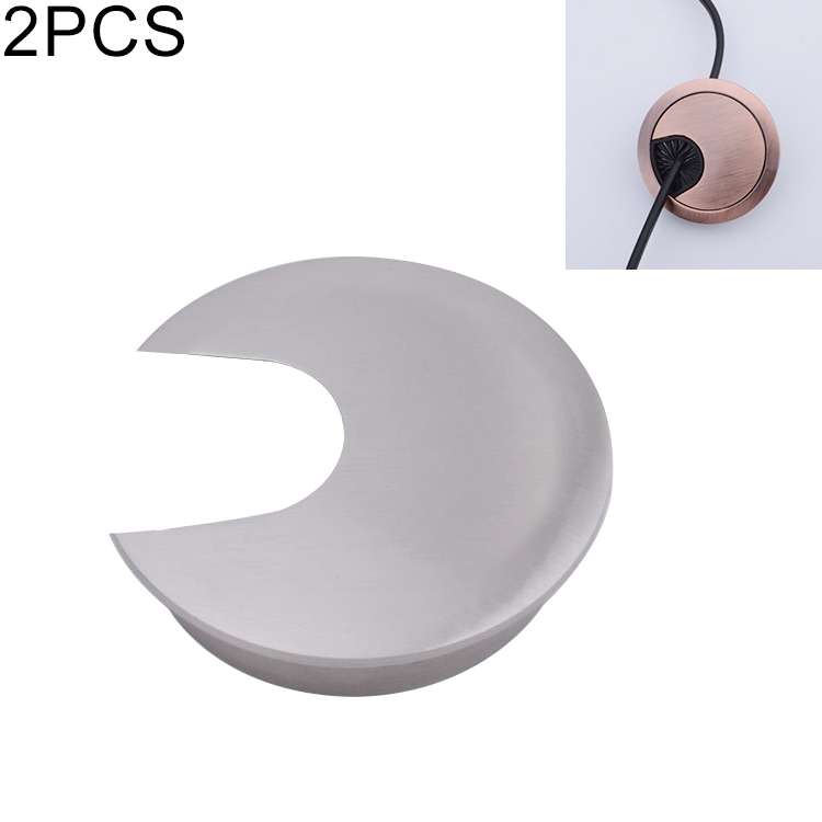 2 PCS Desk Computer Desktop Zinc Alloy Round Threading Box Hole Cover, Hole Diameter: 35mm (Brushed