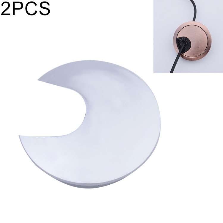2 PCS Desk Computer Desktop Zinc Alloy Round Threading Box Hole Cover, Hole Diameter: 35mm (Brushed