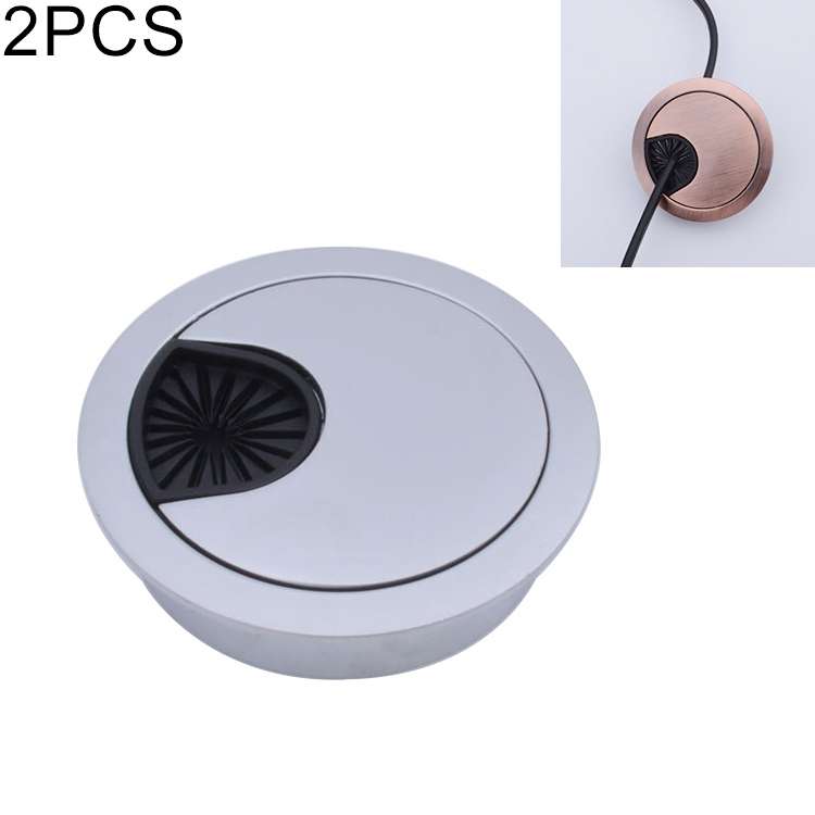 2 PCS Desk Computer Desktop Zinc Alloy Round Threading Box Hole Cover, Hole Diameter: 50mm (Green Br