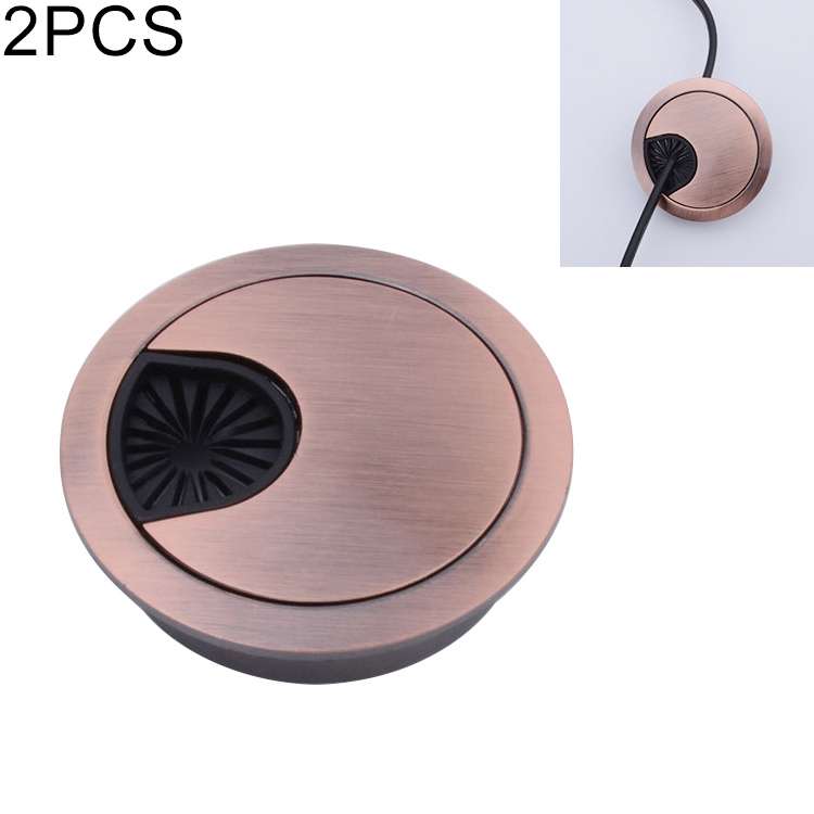 2 PCS Desk Computer Desktop Zinc Alloy Round Threading Box Hole Cover, Hole Diameter: 60mm (Matte Si