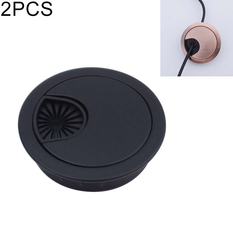 2 PCS Desk Computer Desktop Zinc Alloy Round Threading Box Hole Cover, Hole Diameter: 60mm (Matte Si