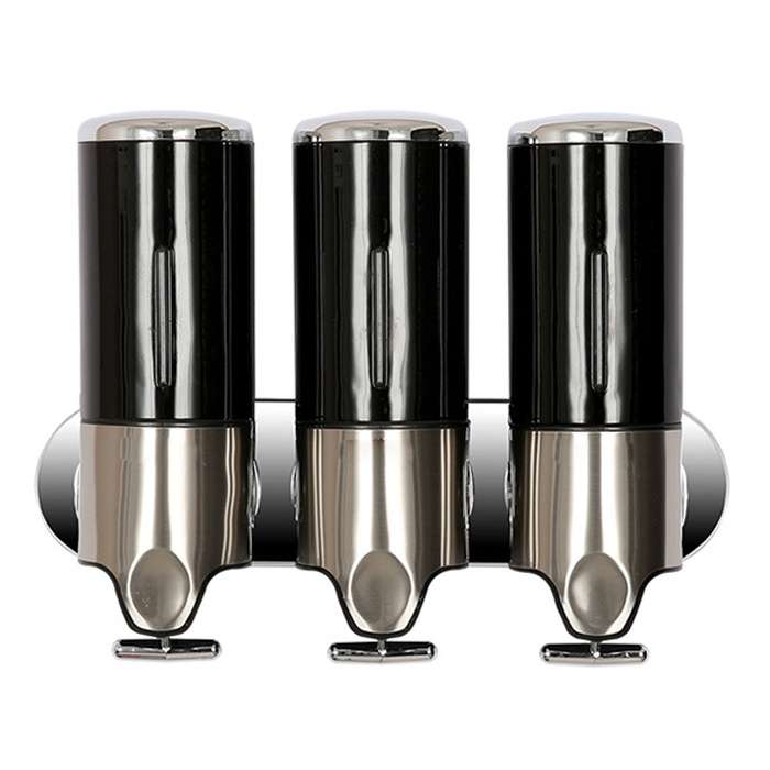Triple Hotel Shower Manual Dispenser Wall Mounted Washing Liquid Shampoo Soap Bottle, Capacity: 1200