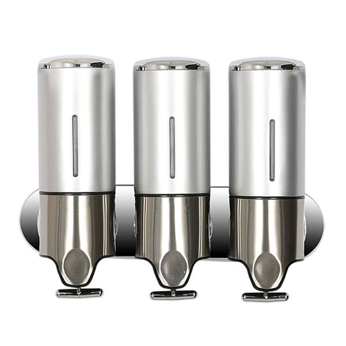 Triple Hotel Shower Manual Dispenser Wall Mounted Washing Liquid Shampoo Soap Bottle, Capacity: 1200