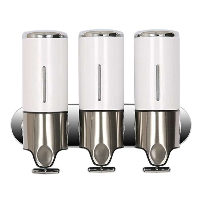 Triple Hotel Shower Manual Dispenser Wall Mounted Washing Liquid Shampoo Soap Bottle, Capacity: 1200