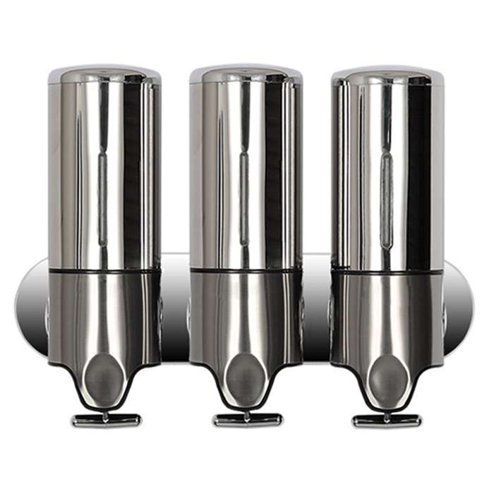 Triple Hotel Shower Manual Dispenser Wall Mounted Washing Liquid Shampoo Soap Bottle, Capacity: 1200