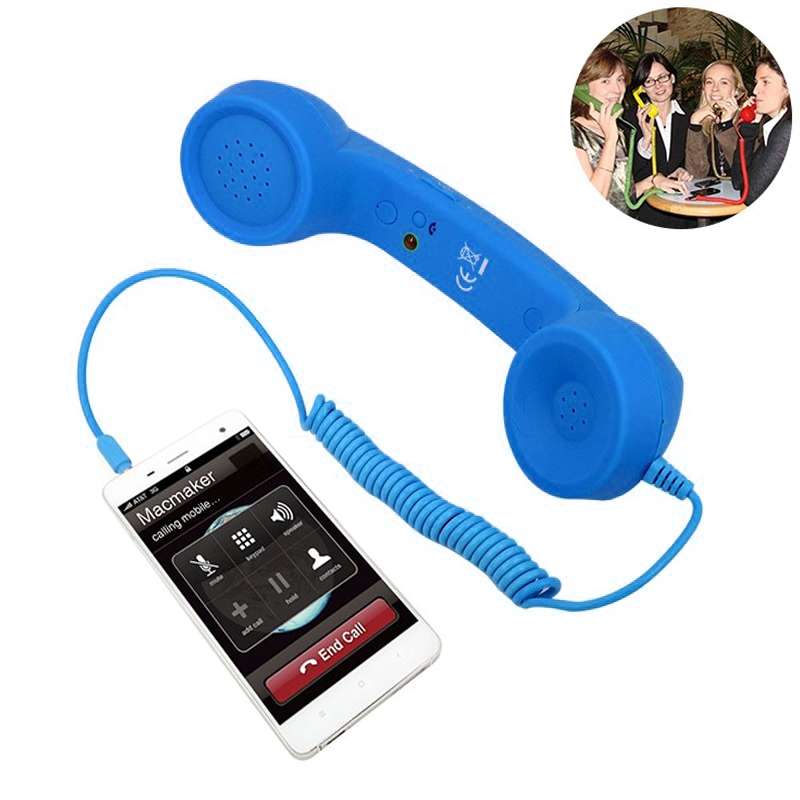 3.5mm Plug Mic Retro Telephone Anti-radiation Cell Phone Handset Receiver(Black)
