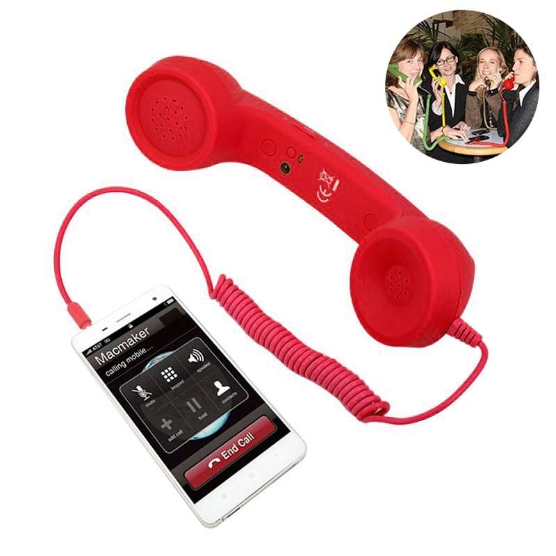 3.5mm Plug Mic Retro Telephone Anti-radiation Cell Phone Handset Receiver(Black)
