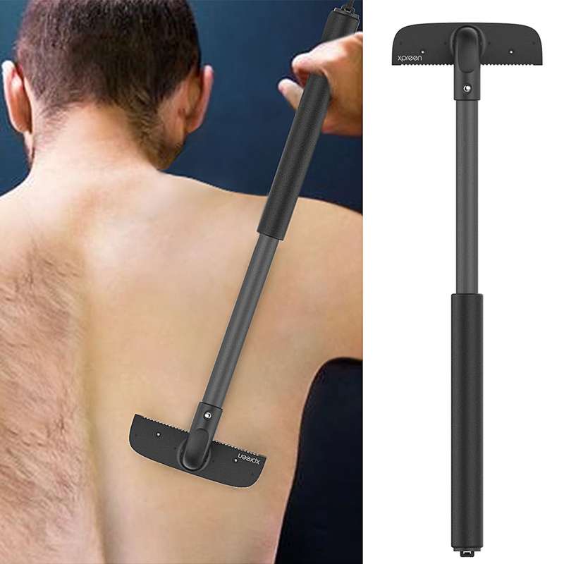 XPREEN XPRE034 Stretchable Handle Stainless Steel Blade Back Shaver Adjustable Back Razor with Lanya