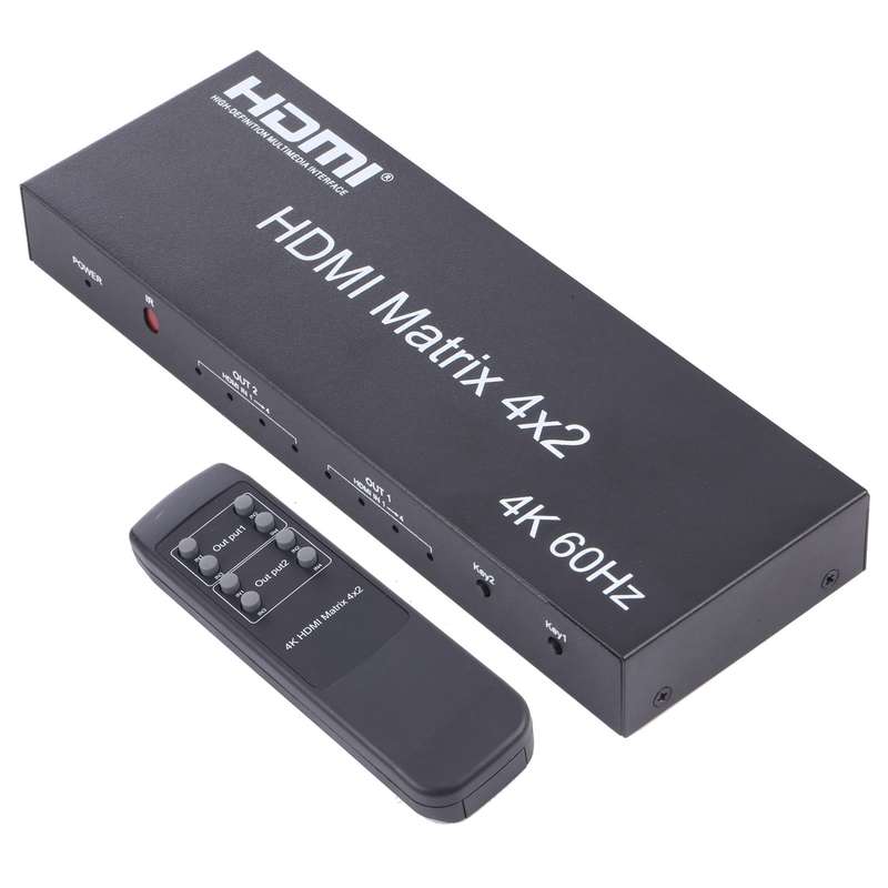 HDMI 4x2 Matrix Switcher / Splitter with Remote Controller, Support ARC / MHL / 4Kx2K / 3D, 4 Ports