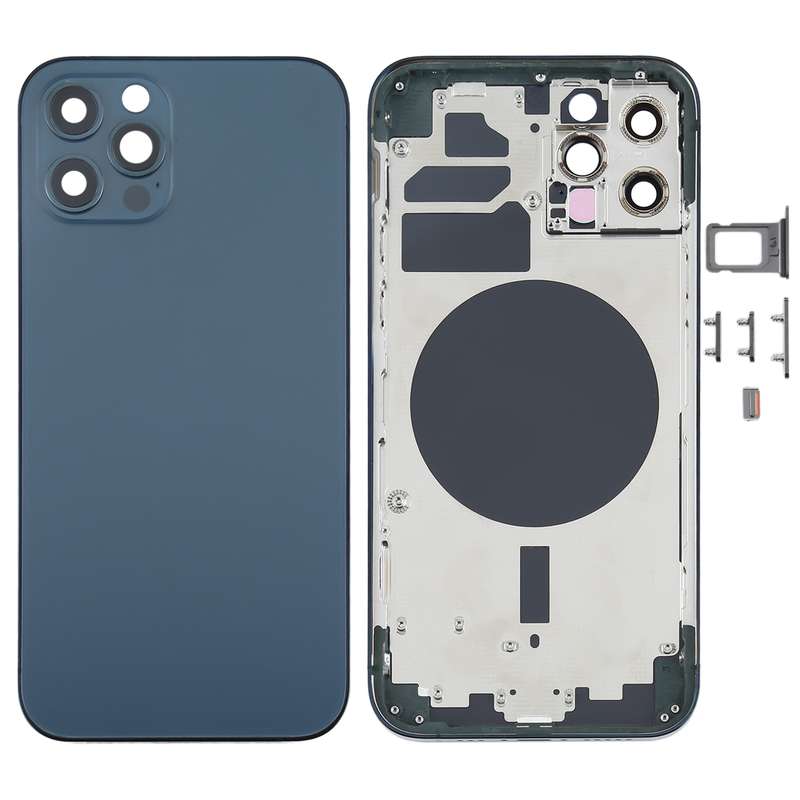 Back Housing Cover with SIM Card Tray & Side Keys & Camera Lens for iPhone 12 Pro(Black)