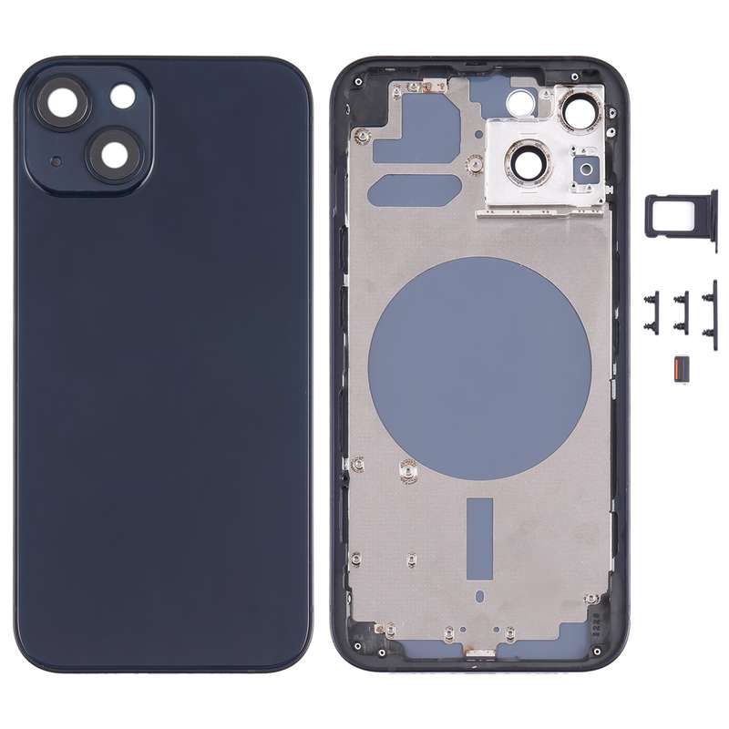 Back Housing Cover with SIM Card Tray & Side Keys & Camera Lens for iPhone 13(Black)