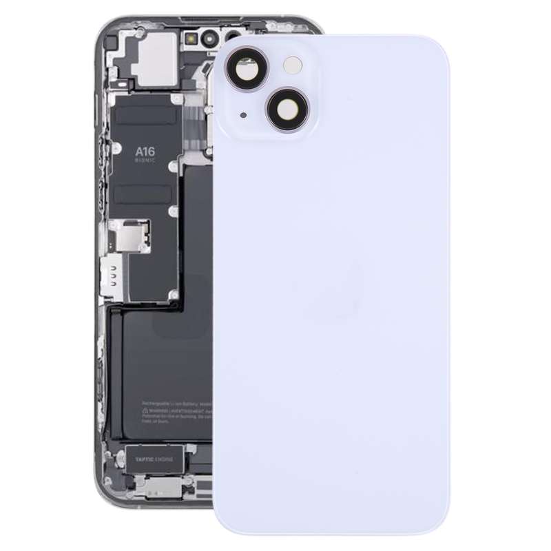 Glass Battery Back Cover with Holder for iPhone 14 Plus(Black)