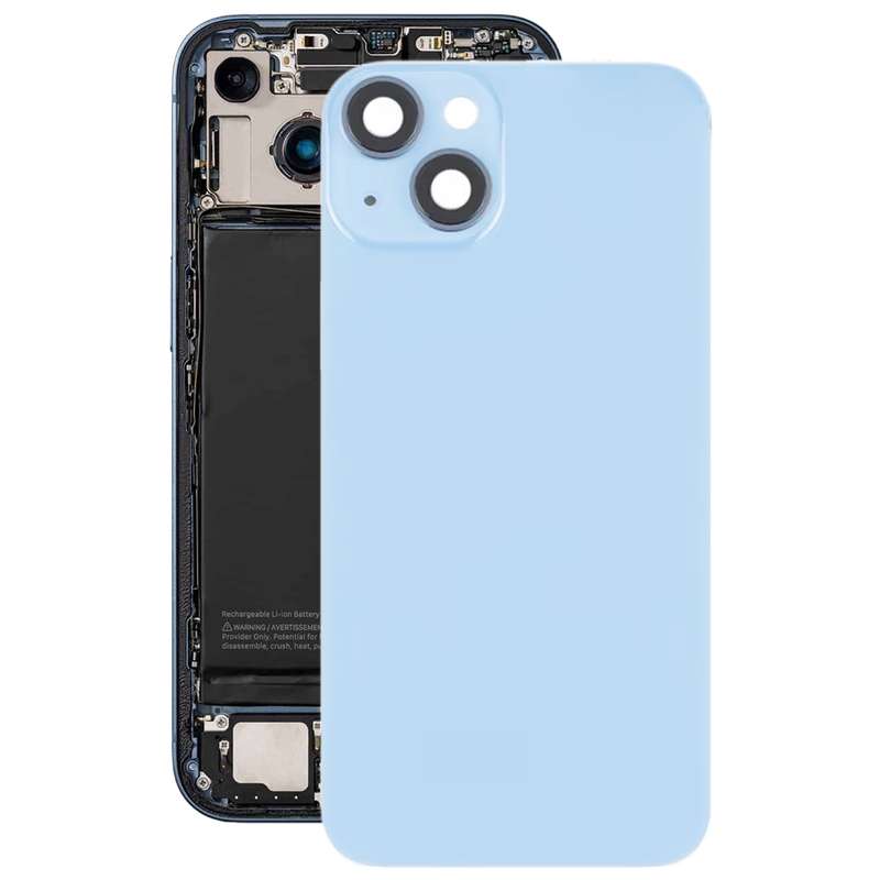 For iPhone 14 Glass Battery Back Cover with Flash Bracket + Wireless Charging Module(Black)