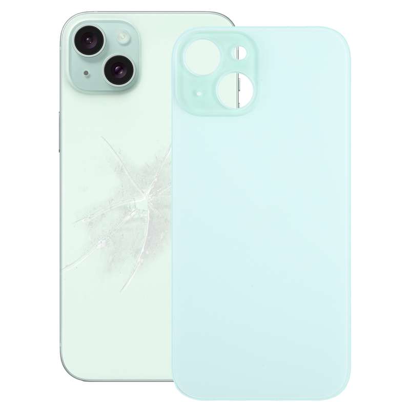 For iPhone 15 Easy Replacement Big Camera Hole Glass Back Battery Cover(Black)