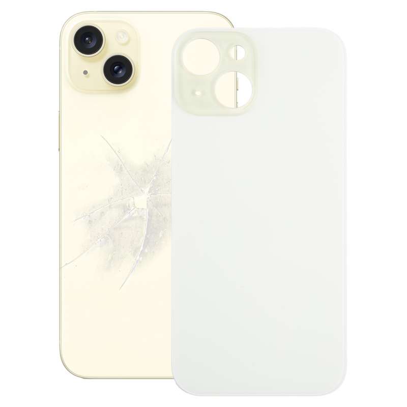 For iPhone 15 Easy Replacement Big Camera Hole Glass Back Battery Cover(Black)