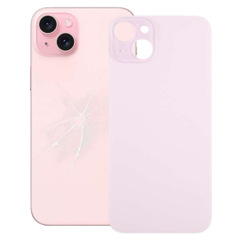 For iPhone 15 Plus Easy Replacement Big Camera Hole Glass Back Battery Cover(Black)