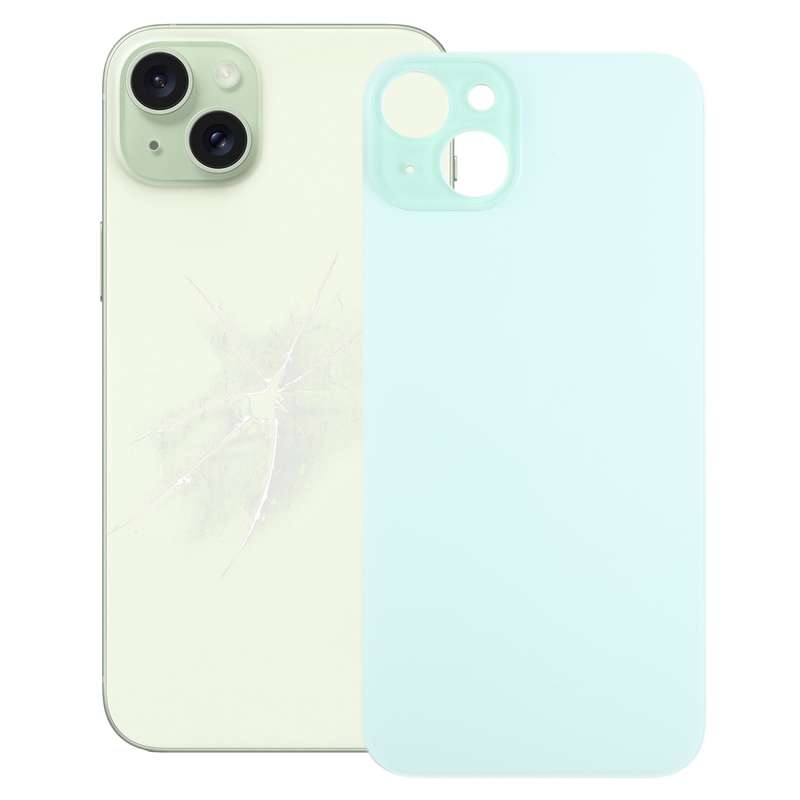For iPhone 15 Plus Easy Replacement Big Camera Hole Glass Back Battery Cover(Black)
