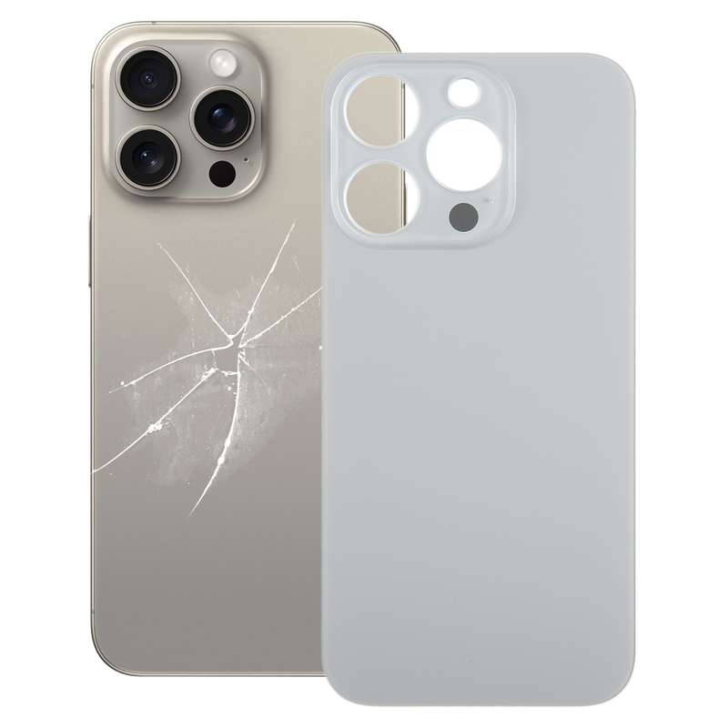 For iPhone 15 Pro Easy Replacement Big Camera Hole Glass Back Battery Cover(Black)