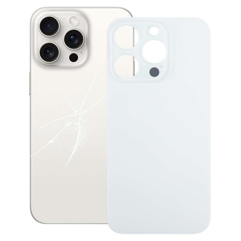 For iPhone 15 Pro Easy Replacement Big Camera Hole Glass Back Battery Cover(Black)
