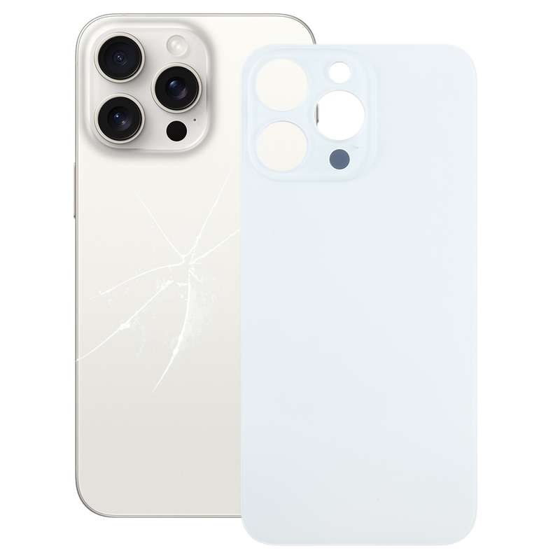 For iPhone 15 Pro Max Easy Replacement Big Camera Hole Glass Back Battery Cover(White)