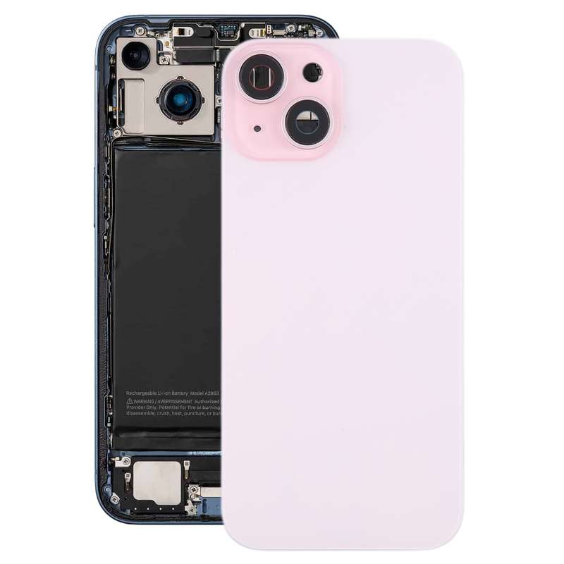 For iPhone 15 Plus Battery Back Cover with Camera Lens Cover + MagSafe Magnet(Black)