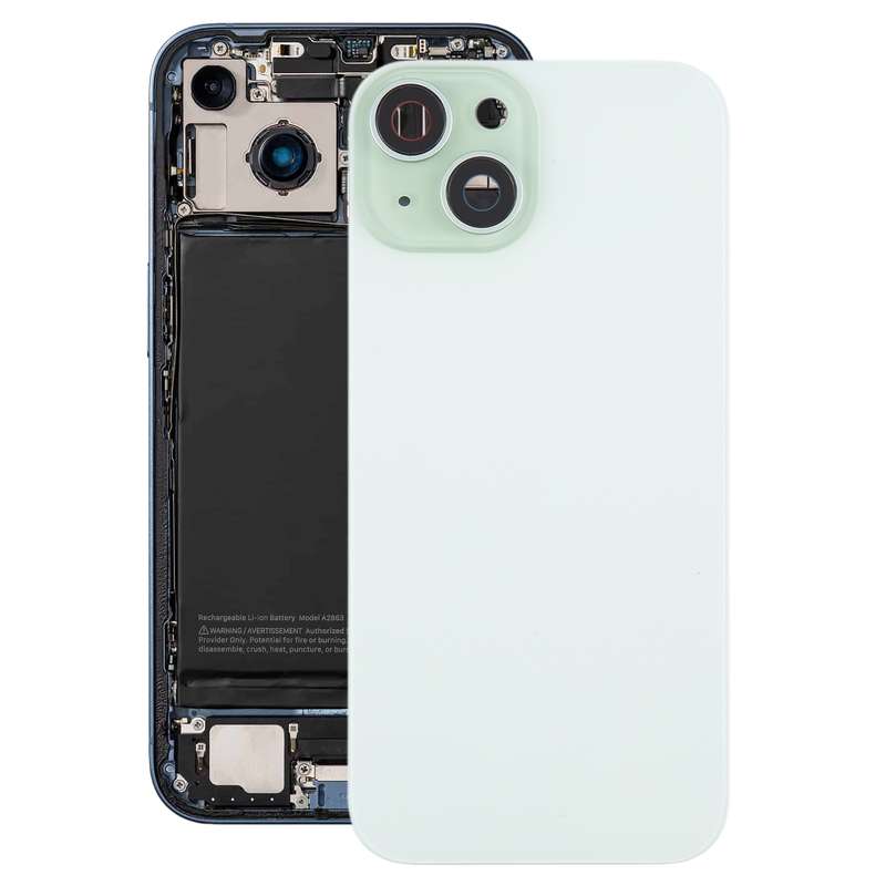 For iPhone 15 Plus Battery Back Cover with Camera Lens Cover + MagSafe Magnet(Black)