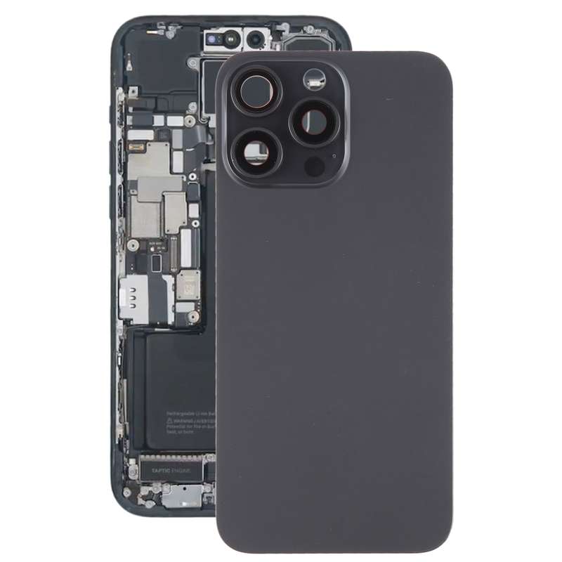 For iPhone 15 Pro Max Battery Back Cover with Camera Lens Cover + MagSafe Magnet(Black)