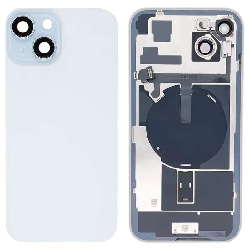 For iPhone 15 Plus Glass Battery Back Cover with Flash Bracket + Wireless Charging Module(Black)
