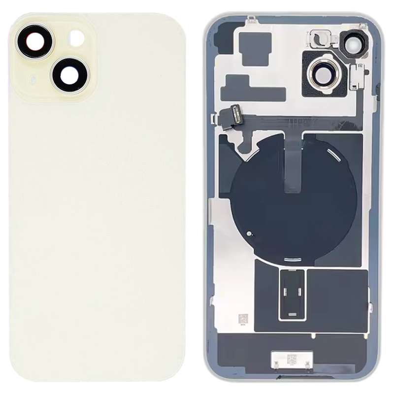 For iPhone 15 Plus Glass Battery Back Cover with Flash Bracket + Wireless Charging Module(Black)