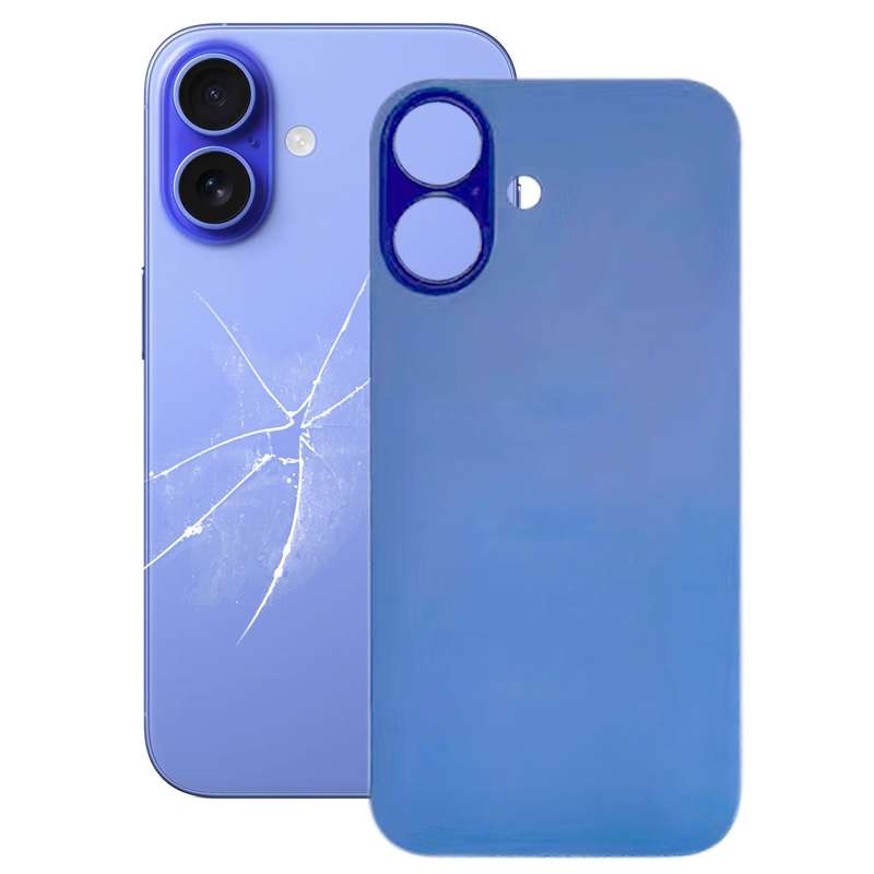 For iPhone 16 Easy Replacement Big Camera Hole Glass Back Battery Cover(Black)