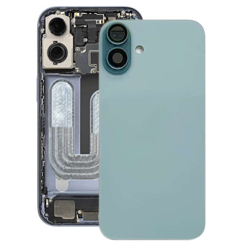 For iPhone 16 Plus Battery Back Cover with Camera Lens Cover(Black)