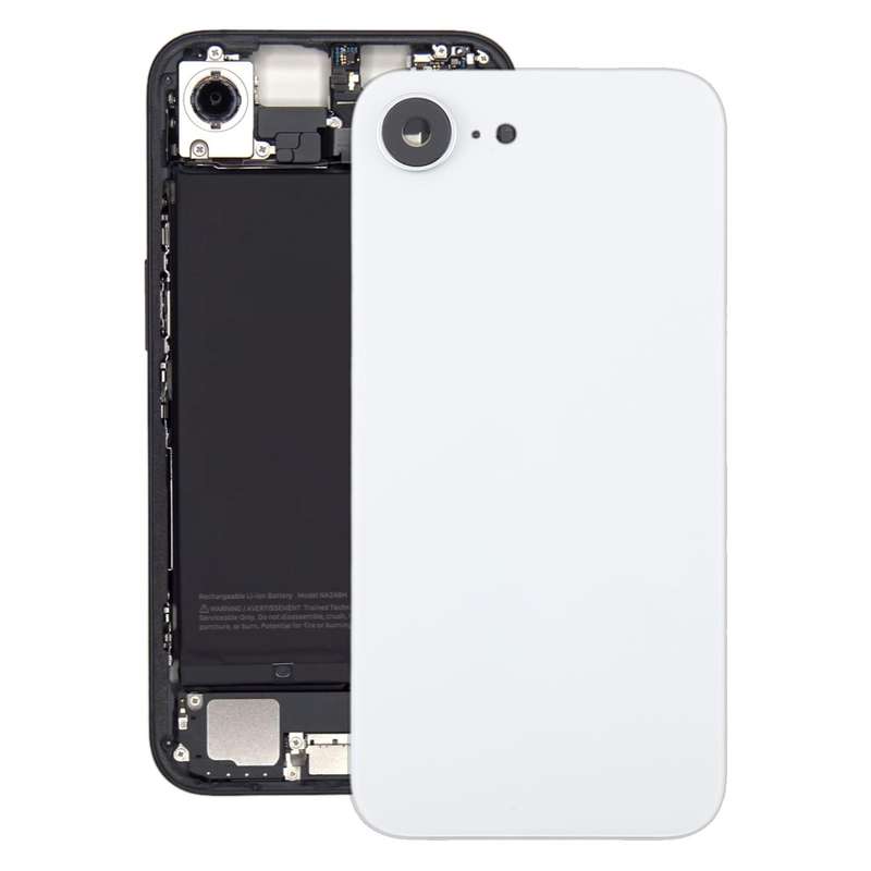 For iPhone 16e Glass Battery Back Cover with Camera Lens Cover(Black)