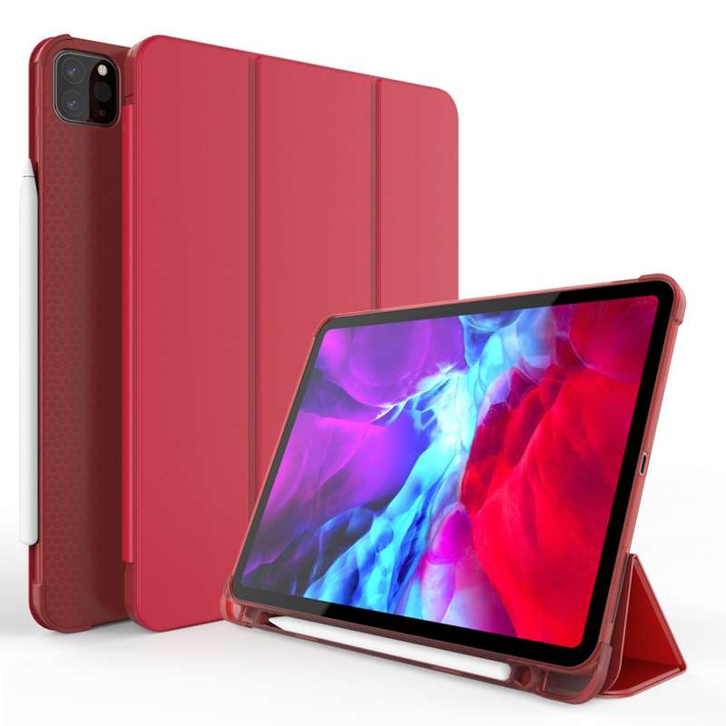 Three-folding Shockproof TPU Protective Case for iPad Pro 11 inch (2018) / (2020), with Holder & Pen