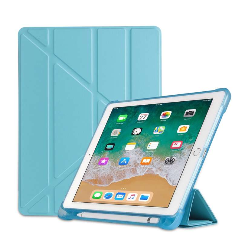 Multi-folding Shockproof TPU Protective Case for iPad 9.7 (2018) / 9.7 (2017) / air / air2, with Hol