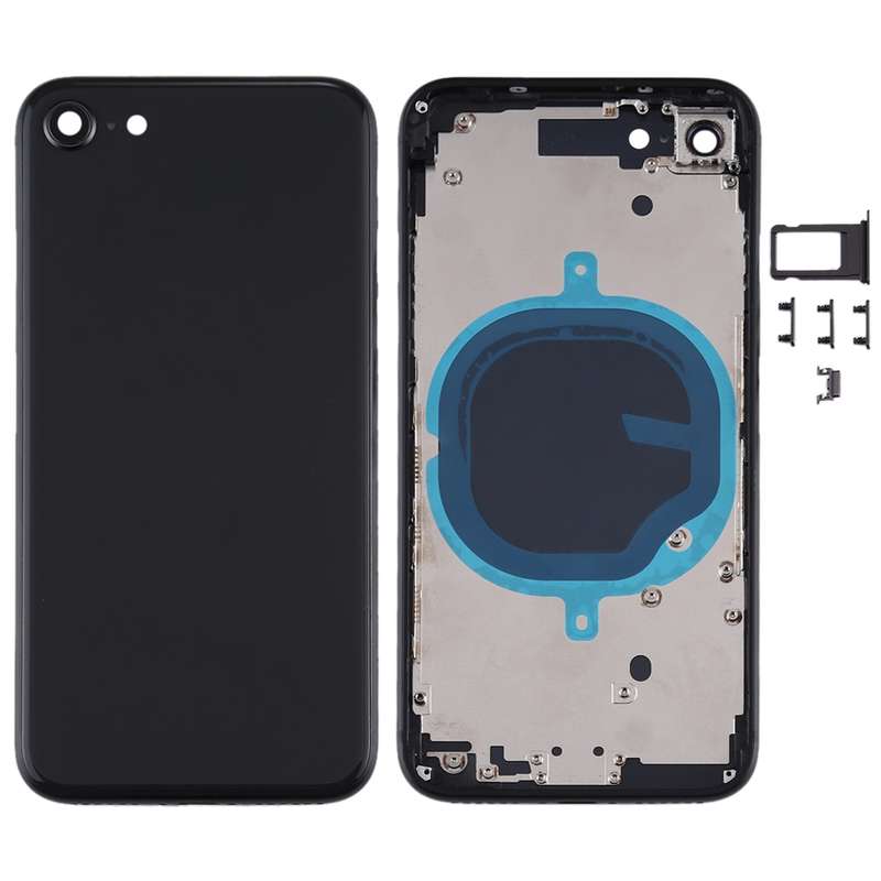 Battery Back Cover with Camera Lens Cover & SIM Card Tray & Side keys for iPhone SE 2020(Red)