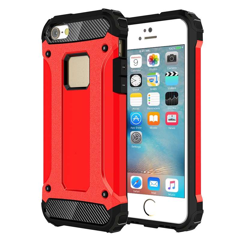 Tough Armor TPU + PC Combination Case for iPhone SE & 5 & 5s(Red)