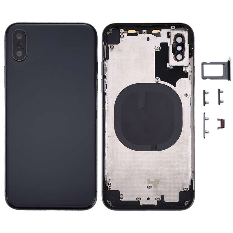 Back Housing Cover with SIM Card Tray & Side keys for iPhone X(Silver)