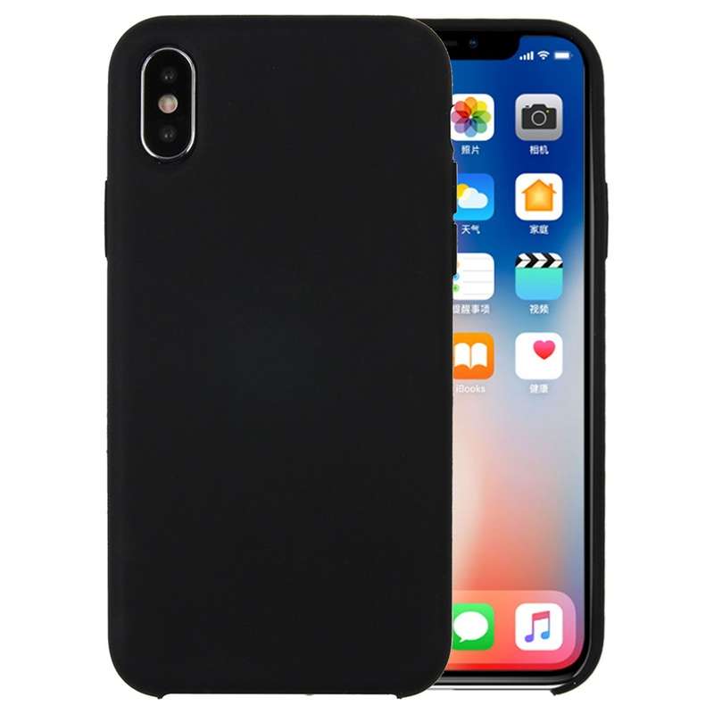 For iPhone X / XS Pure Color Liquid Silicone + PC Dropproof Protective Back Cover Case(White)