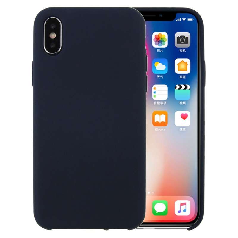 For iPhone X / XS Pure Color Liquid Silicone + PC Dropproof Protective Back Cover Case(White)