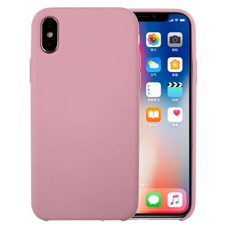 For iPhone X / XS Pure Color Liquid Silicone + PC Dropproof Protective Back Cover Case(White)