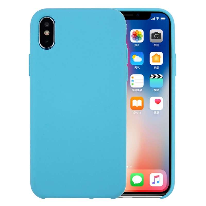 For iPhone X / XS Pure Color Liquid Silicone + PC Dropproof Protective Back Cover Case(White)