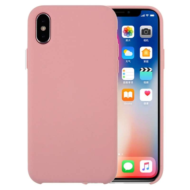 For iPhone X / XS Pure Color Liquid Silicone + PC Dropproof Protective Back Cover Case(White)