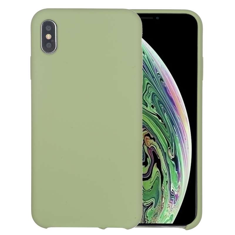 For iPhone X / XS Pure Color Liquid Silicone + PC Dropproof Protective Back Cover Case(White)