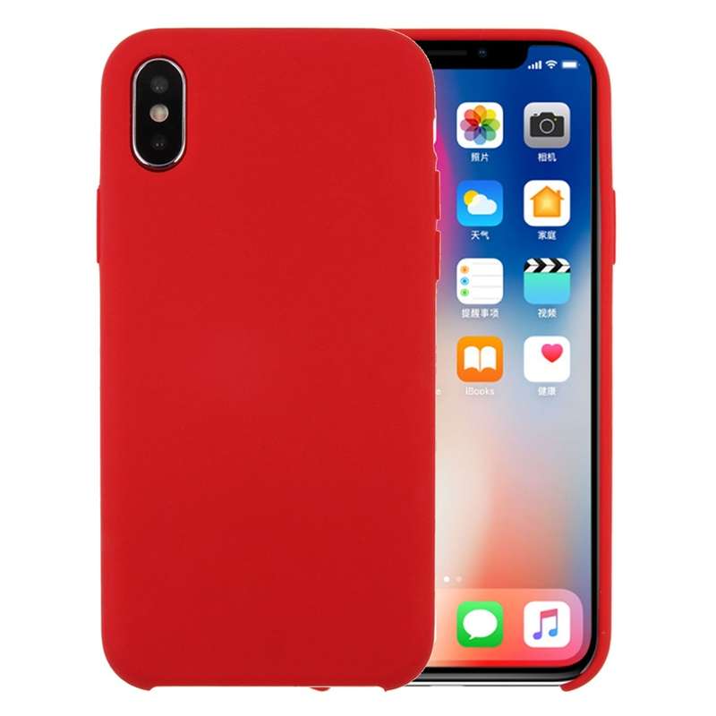 For iPhone X / XS Pure Color Liquid Silicone + PC Dropproof Protective Back Cover Case(White)