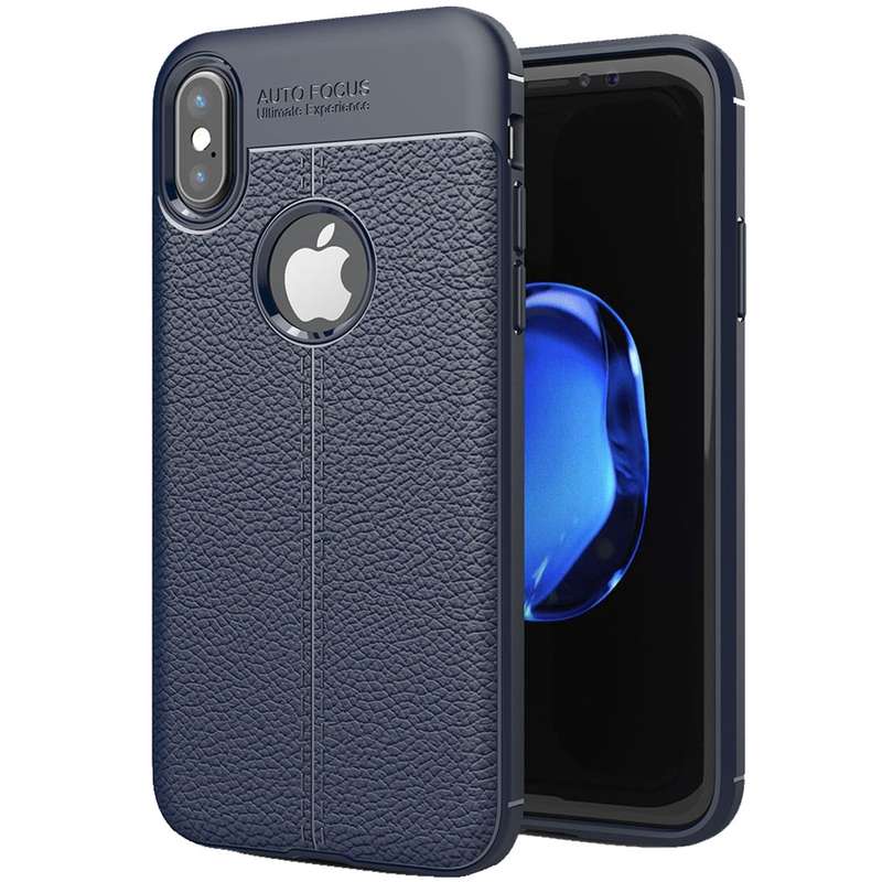 For iPhone X / XS Litchi Texture TPU Protective Back Cover Case (Black)