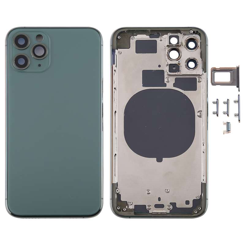 Back Housing Cover with SIM Card Tray & Side keys & Camera Lens for iPhone 11 Pro(Silver)