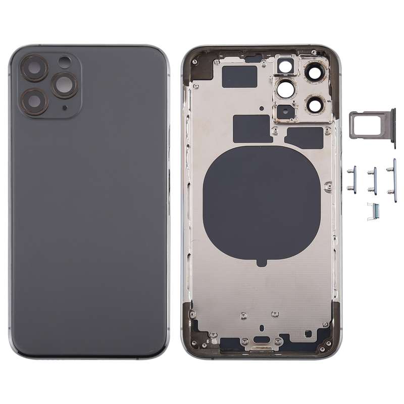 Back Housing Cover with SIM Card Tray & Side keys & Camera Lens for iPhone 11 Pro(Silver)