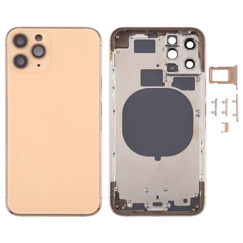 Back Housing Cover with SIM Card Tray & Side keys & Camera Lens for iPhone 11 Pro(Silver)