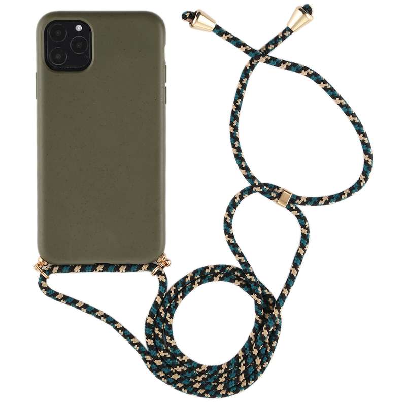 For iPhone 11 TPU Anti-Fall Mobile Phone Case With Lanyard (Black)
